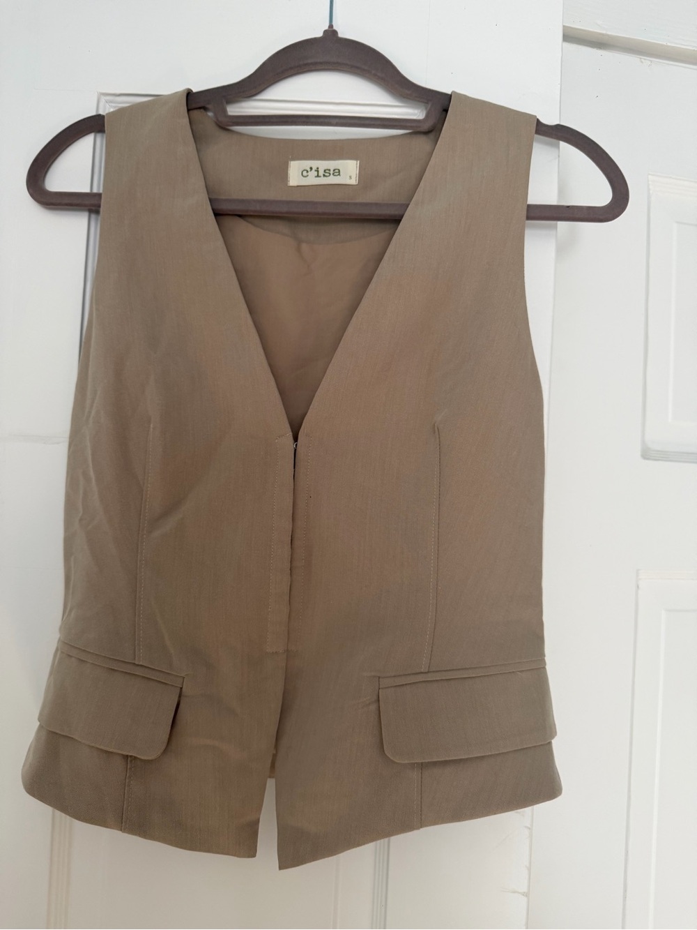 c'isa Taupe Sleeveless Vest Top